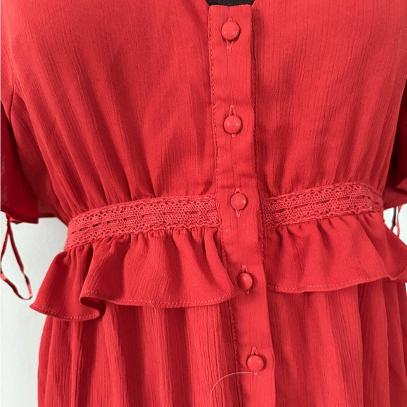 Miami Red Ruffled Wrap Sundress - Picture 3 of 7